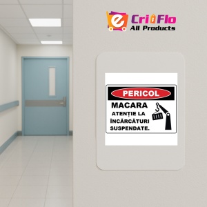 Indicator Macara atentie la incarcaturi suspendate, Sticker autocolant - Img 4