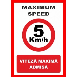 Indicator Maximum speed 5 km la ora viteza maxima admisa, Sticker autocolant