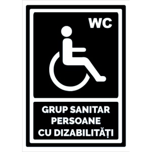 Indicator Negru pentru grup sanitar persoane cu dizabilitati, Sticker autocolant