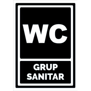 Indicator Negru wc grup sanitar, Sticker autocolant