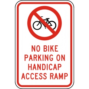 Indicator No Bike Parking on Handicap Access Ramp Sign, Sticker autocolant