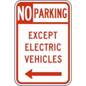 Indicator No Parking Except Electric Vehicle Sign Left Arrow, Sticker autocolant