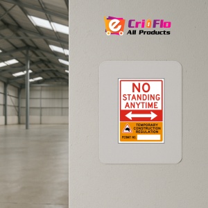 Indicator No Standing Anytime Temporary Construction Regulation Sign, Sticker autocolant - Img 3