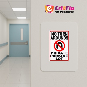 Indicator No turn arounds private parking lot sign, Sticker autocolant - Img 4