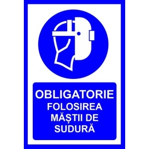 Indicator Obligatorie folosirea mastii de sudura, Sticker autocolant
