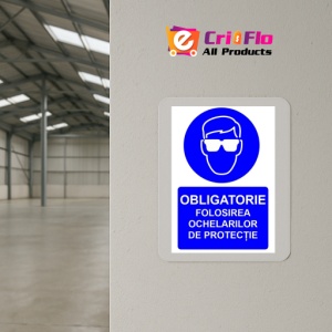 Indicator Obligatorie folosirea ochelarilor de protectie indicator de obligativitate, Sticker autocolant - Img 4