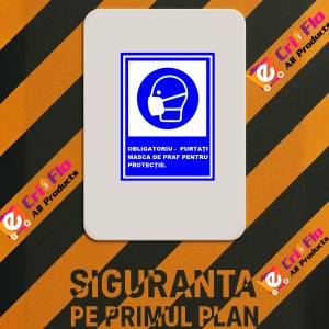 Indicator Obligatoriu purtati masca de praf pentru protectie, Sticker autocolant - Img 2
