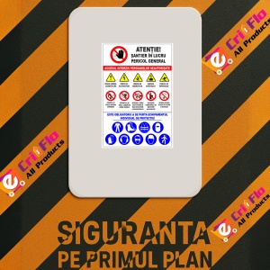 Indicator Panou atentie santier in lucru pericol general, Sticker autocolant - Img 2