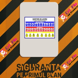 Indicator Panou santier in lucru respectarea tuturor normelor de securitatea si sanatatea a muncii este obligatorie, Sticker autocolant - Img 2