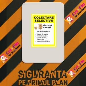 Indicator Pentru colectare selectiva hartie si carton, Sticker autocolant - Img 2