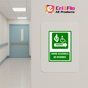 Indicator Pentru iesire accesibila de incendiu cu sageata in dreapta, Sticker autocolant - Img 4