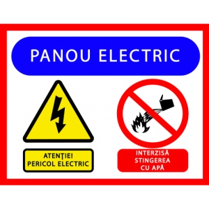 Indicator Pentru panou electric atentie pericol electric interzisa stingerea cu apa, Sticker autocolant