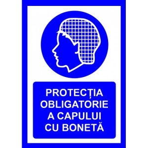 Indicator Pentru protectia obligatorie a capului cu boneta, Sticker autocolant