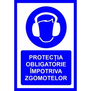 Indicator Pentru protectia obligatorie impotriva zgomotelor, Sticker autocolant