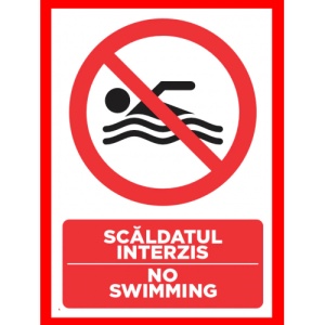 Indicator Pentru scaldatul interzis no swimming, Sticker autocolant
