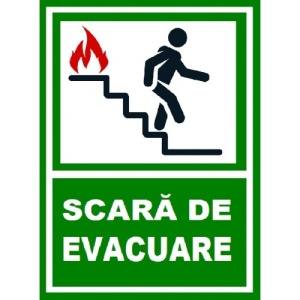 Indicator Pentru scara de evacuare iesire pe scari in dreapta jos, Sticker autocolant