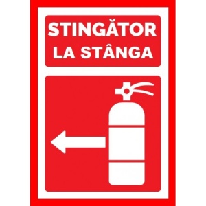 Indicator Pentru stingator la stanga, Sticker autocolant