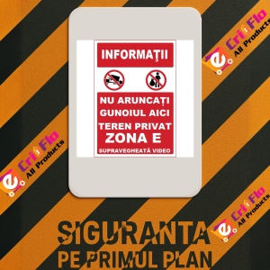 Indicator Pentru teren privat nu aruncati gunoiul, Sticker autocolant - Img 2