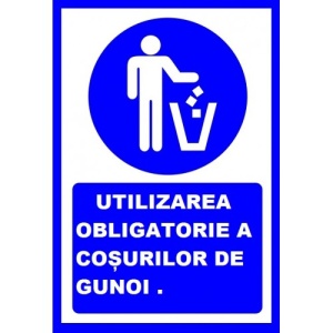 Indicator Pentru utilizarea obligatorie a cosurilor de gunoi, Sticker autocolant