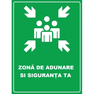 Indicator Pentru zona de adunare si siguranta ta, Sticker autocolant
