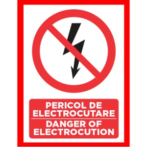 Indicator Pericol de electrocutare danger of electrocution, Sticker autocolant