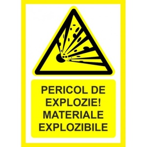Indicator Pericol de explozie materiale explozibile, Sticker autocolant