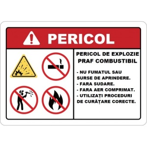 Indicator Pericol de explozie praf combustibil, Sticker autocolant