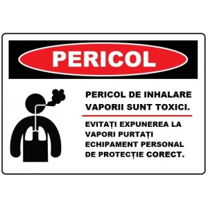 Indicator Pericol de inhalare vaporii sunt toxici, Sticker autocolant
