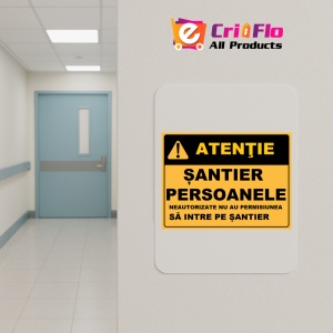 Indicator Persoanele neautorizate nu au permisiunea sa intre pe santier, Sticker autocolant - Img 4