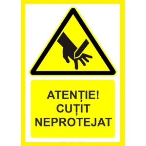 Indicator Placute atentie cutit neprotejat, Sticker autocolant - Img 1