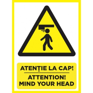 Indicator Placute atentie la cap attention mind your head, Sticker autocolant