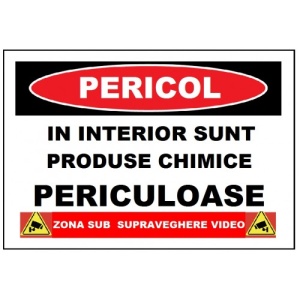 Indicator Placute in interior sunt produse chimice periculoase, Sticker autocolant