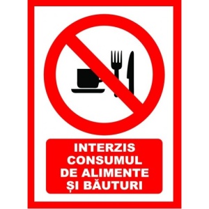 Indicator Placute interzis consumul cu alimente si bauturi, Sticker autocolant