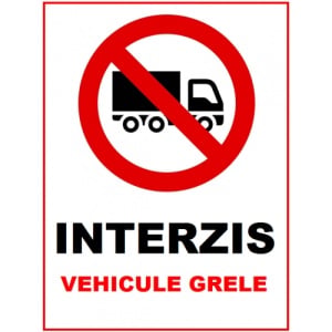 Indicator Placute interzis vehicule grele, Sticker autocolant