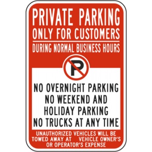 Indicator Private Parking Only For Customers Sign, Sticker autocolant