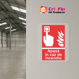 Indicator protectia muncii apasa in caz de incendiu, Sticker autocolant - Img 4