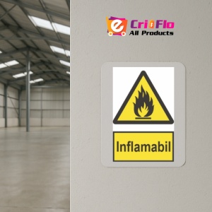 Indicator protectia muncii inflamabil, Sticker autocolant - Img 4