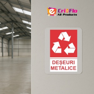 Indicator protectia muncii reciclare deseuri metalice, Sticker autocolant - Img 4