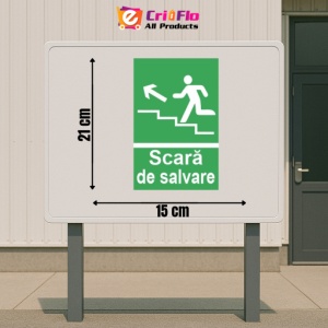 Indicator protectia muncii scara de salvare evacuare sus, Sticker autocolant - Img 2