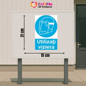 Indicator protectia muncii utilizarea vizierei obligatorie, Sticker autocolant - Img 2