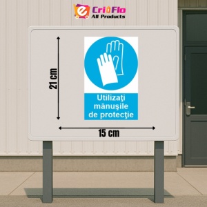 Indicator protectia muncii utilizati manusile de protectie, Sticker autocolant - Img 2