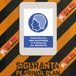 Indicator Protectia obligatorie a capului cu boneta, Sticker autocolant - Img 3