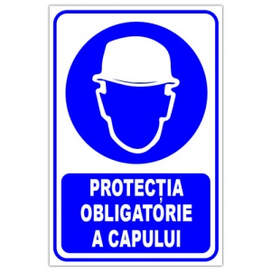 Indicator Protectia obligatorie a capului, Sticker autocolant