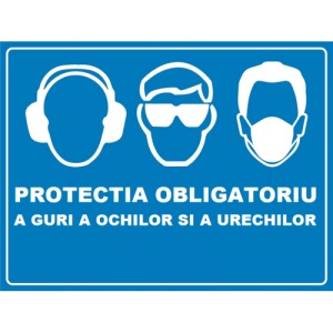 Indicator Protectia obligatoriu a guri a ochilor si a urechilor, Sticker autocolant