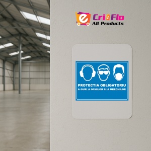 Indicator Protectia obligatoriu a guri a ochilor si a urechilor, Sticker autocolant - Img 3