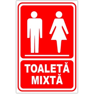 Indicator Rosu toaleta mixta, Sticker autocolant