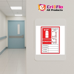Indicator Semn cu instructiuni de utilizare stingator, Sticker autocolant - Img 5