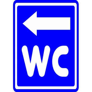 Indicator Semn de wc cu sageata la stanga, Sticker autocolant