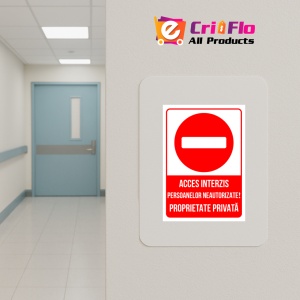 Indicator Semn pentru acces interzis persoanelor neautorizate proprietate privata, Sticker autocolant - Img 5
