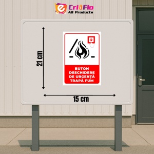 Indicator Semn pentru buton deschidere de urgenta trapa pentru fum, Sticker autocolant - Img 2